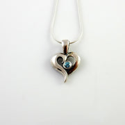 Silver Blue Topaz Heart Pendant, Beautiful silver topaz drop pendant, topaz designer silver .925 drop pendant with chain - DeSantis