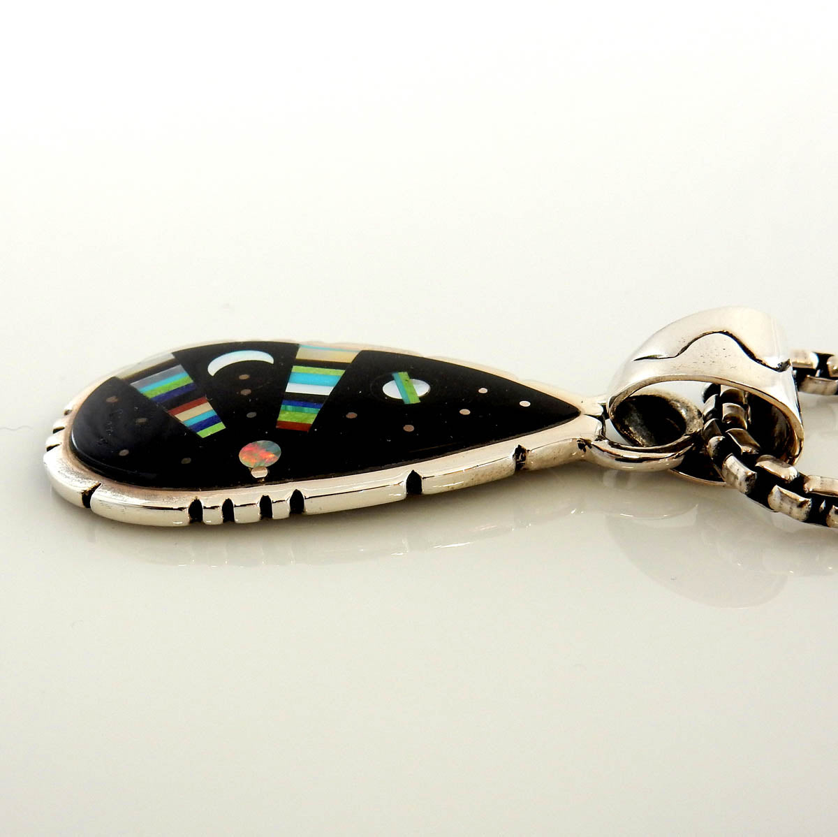 Silver Gemstone Black Onyx Inlay Cosmic Pendant - DeSantis