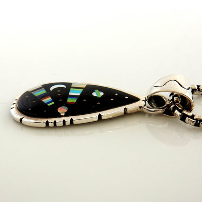Silver Gemstone Black Onyx Inlay Cosmic Pendant - DeSantis