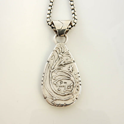 Silver Gemstone Black Onyx Inlay Cosmic Pendant - DeSantis