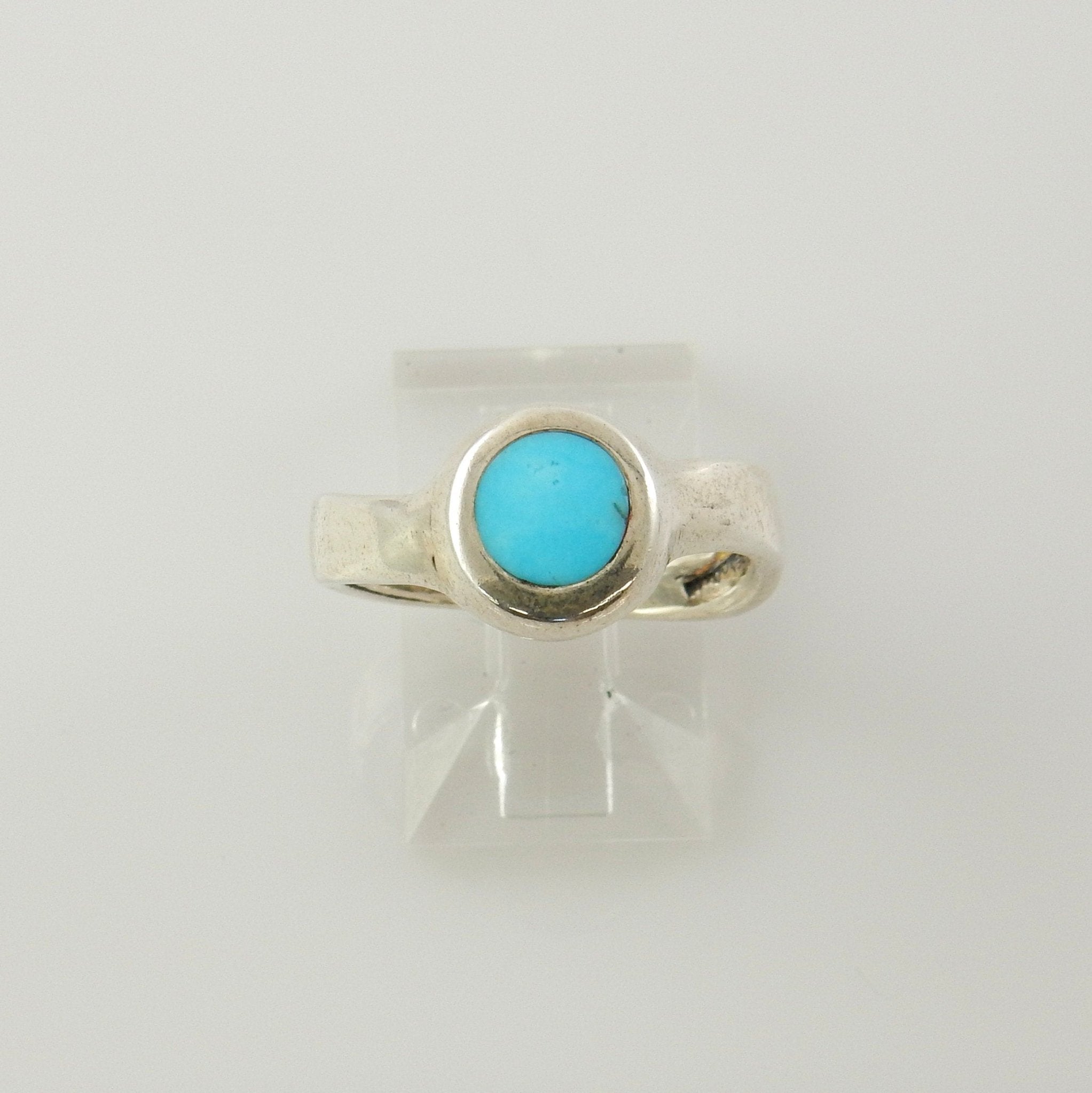 Simple blue turquoise silver ring, sterling turquoise inlay ring, Unique Blue Sleeping Beauty Turquoise Sterling Silver .925 Ring size 6 - DeSantis