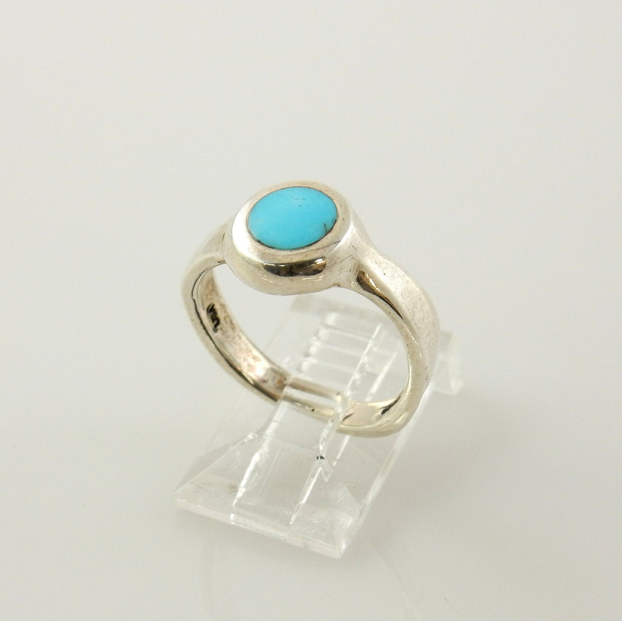 Simple blue turquoise silver ring, sterling turquoise inlay ring, Unique Blue Sleeping Beauty Turquoise Sterling Silver .925 Ring size 6 - DeSantis