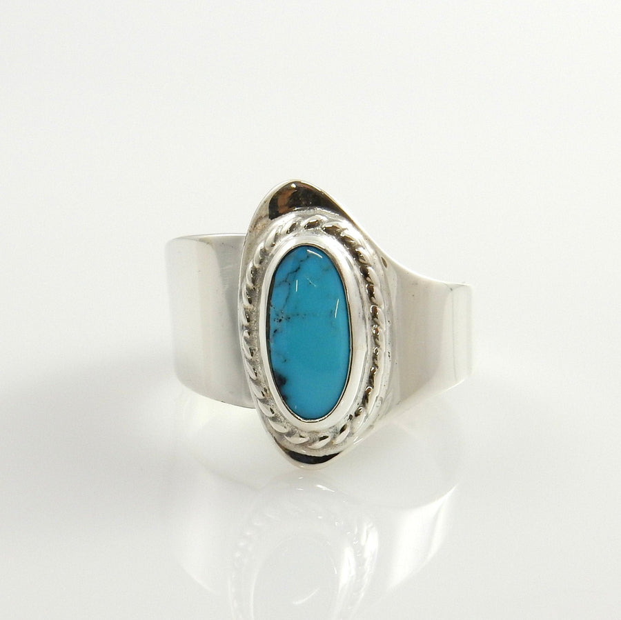 Simple genuine natural turquoise silver ring, .925 sterling silver blue ring, Handmade Sterling Silver Blue Turquoise Adjustable Ring Size 7 - DeSantis