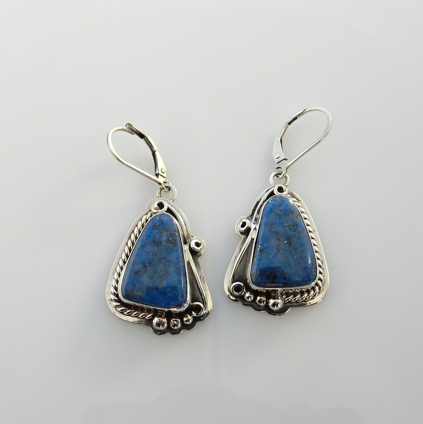 Southwestern Sterling Silver Denim Lapis Dangle Earrings - DeSantis
