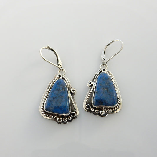 Southwestern Sterling Silver Denim Lapis Dangle Earrings - DeSantis