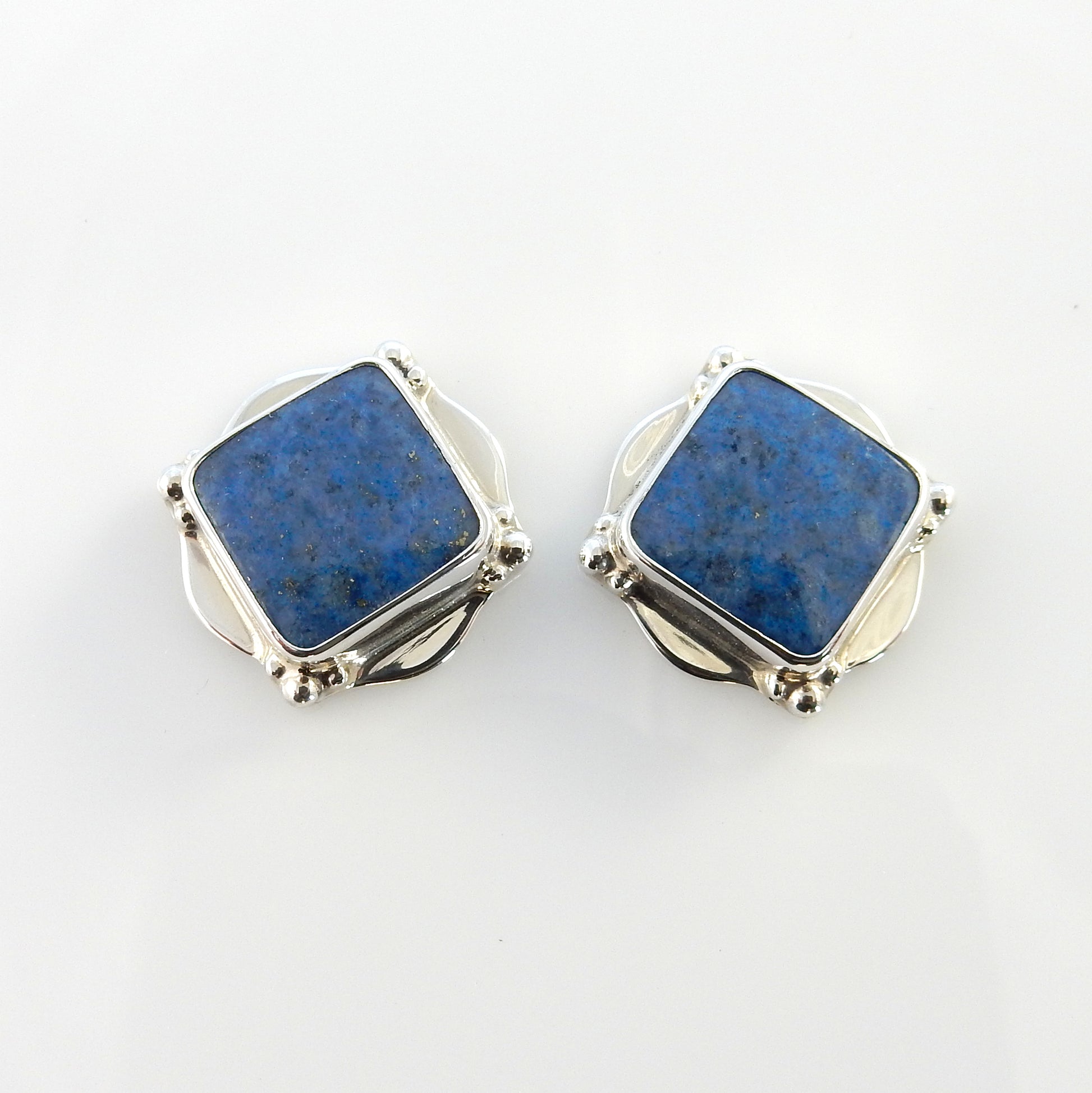 Southwestern Sterling Silver Denim Lapis Post Earrings - DeSantis