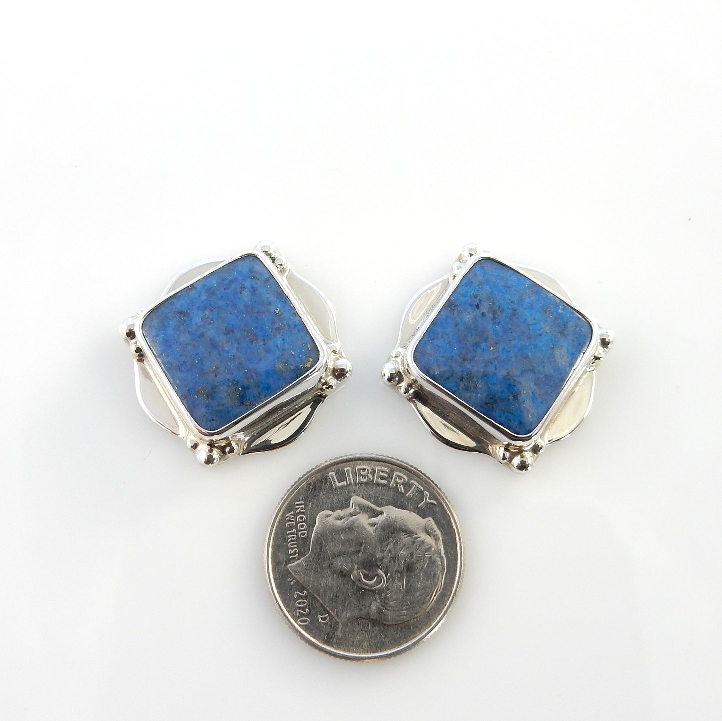 Southwestern Sterling Silver Denim Lapis Post Earrings - DeSantis