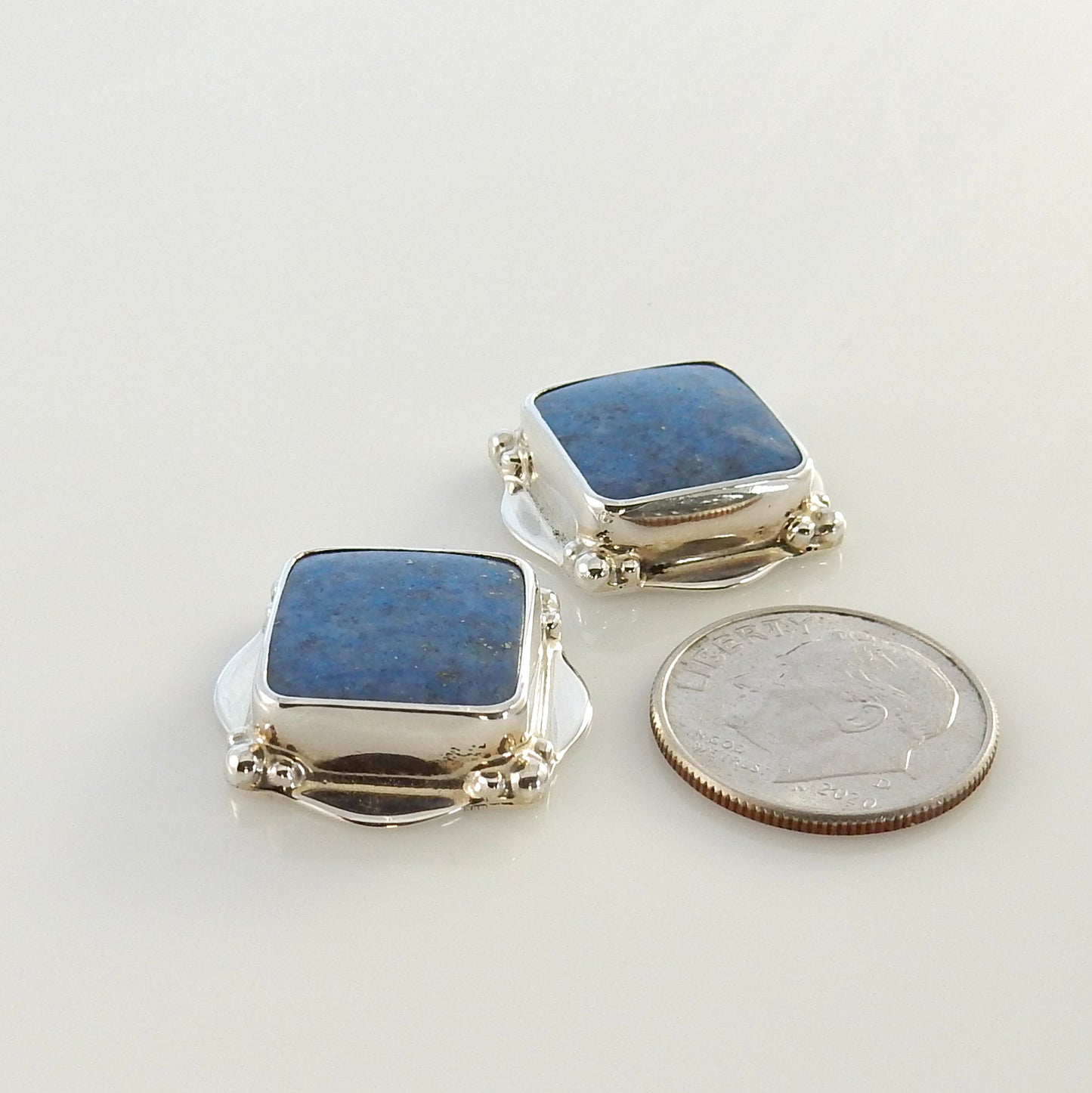 Southwestern Sterling Silver Denim Lapis Post Earrings - DeSantis