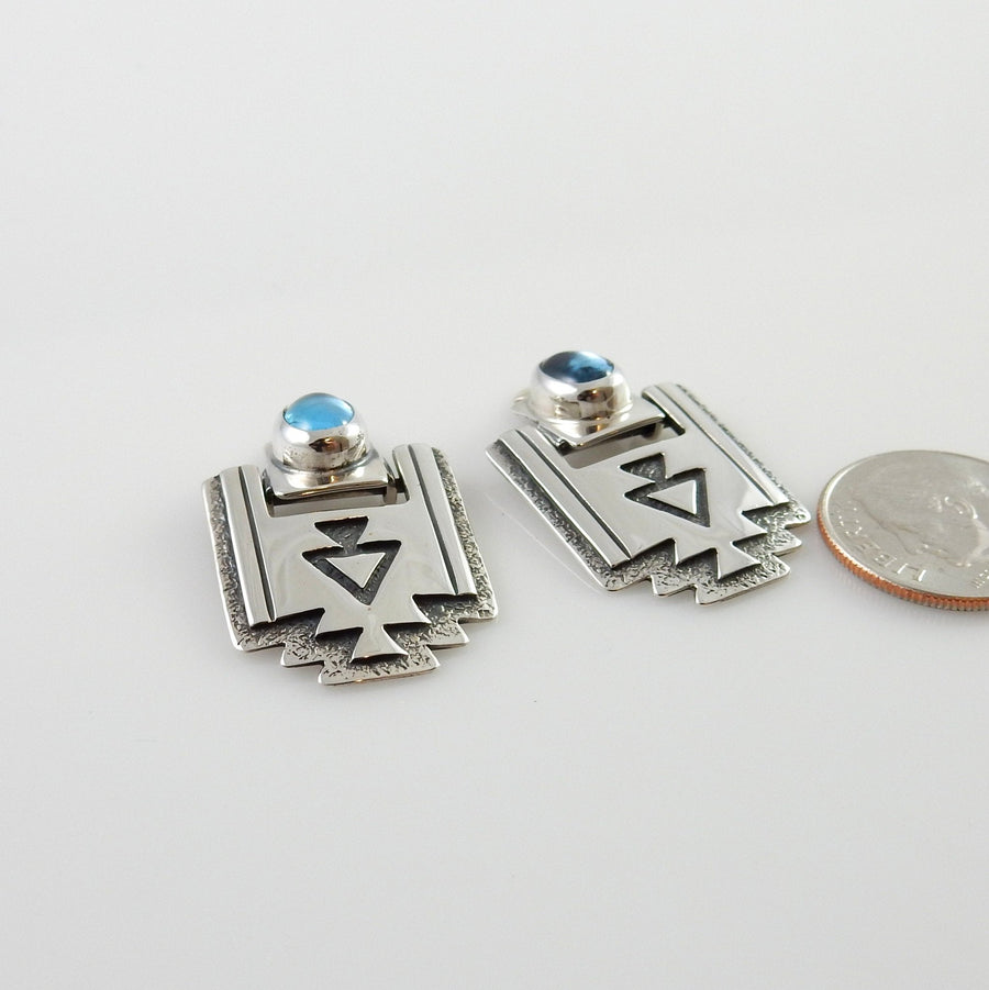 Southwestern Sterling Silver Topaz Post Earrings - DeSantis