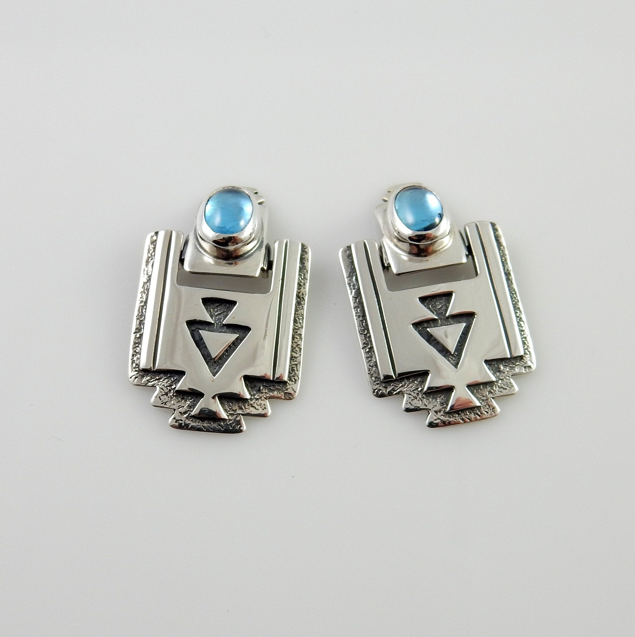 Southwestern Sterling Silver Topaz Post Earrings - DeSantis