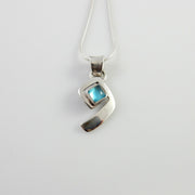 Sterling Blue Topaz Handmade Pendant, Beautiful silver topaz pendant, topaz designer .925 drop pendant with chain - DeSantis