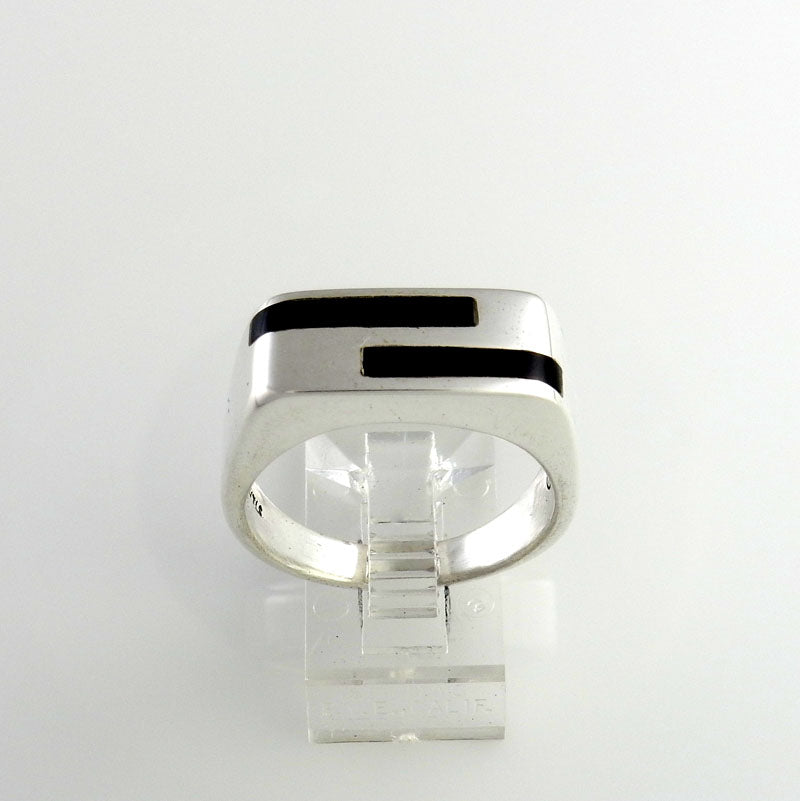 Sterling Silver Black Onyx Inlay Men's Ring Size 10.25 - DeSantis