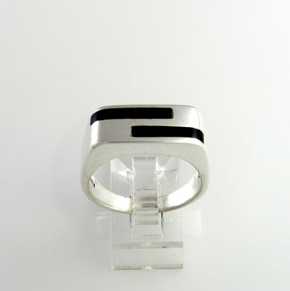 Sterling Silver Black Onyx Inlay Men's Ring Size 10.25 - DeSantis