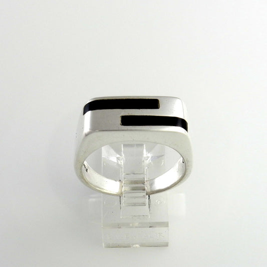 Sterling Silver Black Onyx Inlay Men's Ring Size 10.25 - DeSantis