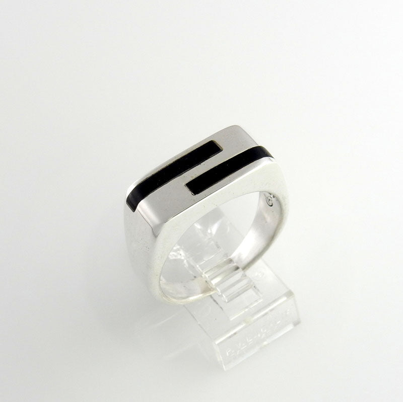 Sterling Silver Black Onyx Inlay Men's Ring Size 10.25 - DeSantis