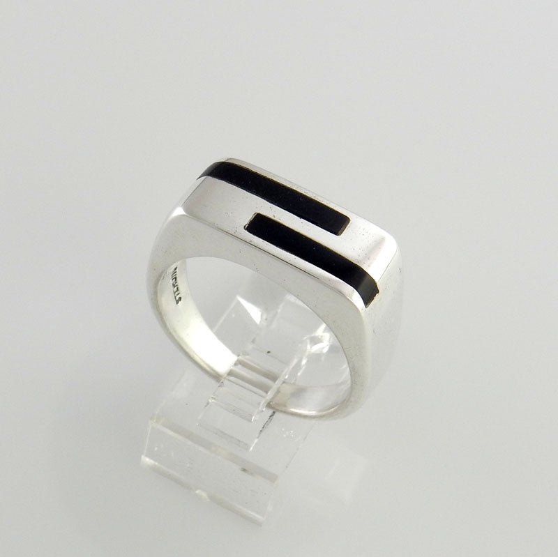 Sterling Silver Black Onyx Inlay Men's Ring Size 10.25 - DeSantis