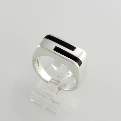 Sterling Silver Black Onyx Inlay Men's Ring Size 10.25 - DeSantis