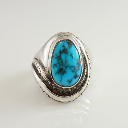 Sterling Silver Blue Kingman Turquoise Ring Size 11 - DeSantis