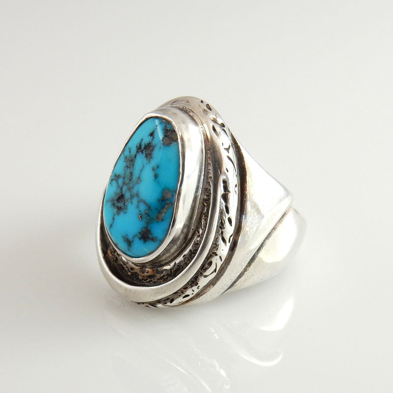 Sterling Silver Blue Kingman Turquoise Ring Size 11 - DeSantis
