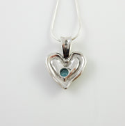 Sterling Silver Blue Topaz Handmade Heart Pendant, Beautiful silver topaz drop pendant, topaz designer silver .925 drop pendant with chain - DeSantis