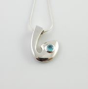 Sterling Silver Blue Topaz Handmade Pendant, Beautiful silver topaz drop pendant, topaz designer silver .925 drop pendant with chain - DeSantis