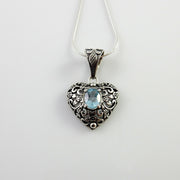 Sterling Silver Blue Topaz Handmade Pendant, Beautiful silver topaz drop pendant, topaz designer silver .925 drop pendant with chain - DeSantis