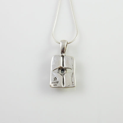 Sterling Silver Blue Topaz Handmade Pendant, Beautiful silver topaz drop pendant, topaz designer silver .925 drop pendant with chain - DeSantis