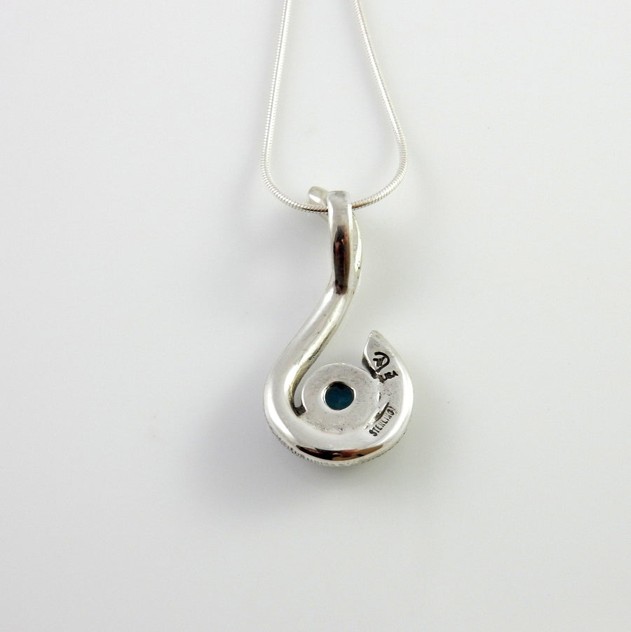 Sterling Silver Blue Topaz Handmade Pendant, Beautiful silver topaz drop pendant, topaz designer silver .925 drop pendant with chain - DeSantis