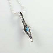 Sterling Silver Blue Topaz Handmade Pendant, Beautiful silver topaz drop pendant, topaz designer silver .925 drop pendant with chain - DeSantis