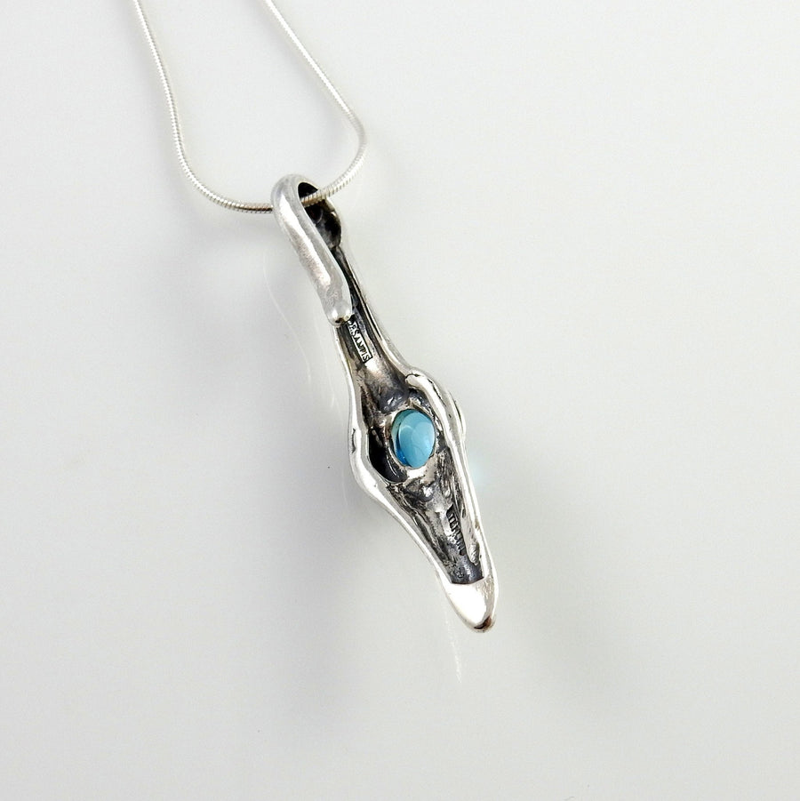 Sterling Silver Blue Topaz Handmade Pendant, Beautiful silver topaz drop pendant, topaz designer silver .925 drop pendant with chain - DeSantis