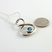 Sterling Silver Blue Topaz Handmade Pendant, Beautiful silver topaz drop pendant, topaz designer silver .925 drop pendant with chain - DeSantis