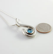 Sterling Silver Blue Topaz Handmade Pendant, Beautiful silver topaz drop pendant, topaz designer silver .925 drop pendant with chain - DeSantis