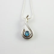 Sterling Silver Blue Topaz Handmade Pendant, Beautiful silver topaz drop pendant, topaz designer silver .925 drop pendant with chain - DeSantis