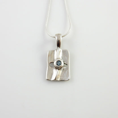 Sterling Silver Blue Topaz Handmade Pendant, Beautiful silver topaz drop pendant, topaz designer silver .925 drop pendant with chain - DeSantis