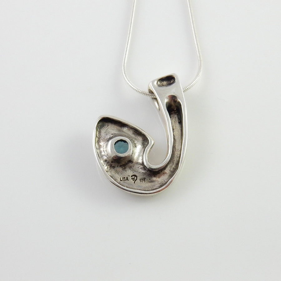 Sterling Silver Blue Topaz Handmade Pendant, Beautiful silver topaz drop pendant, topaz designer silver .925 drop pendant with chain - DeSantis