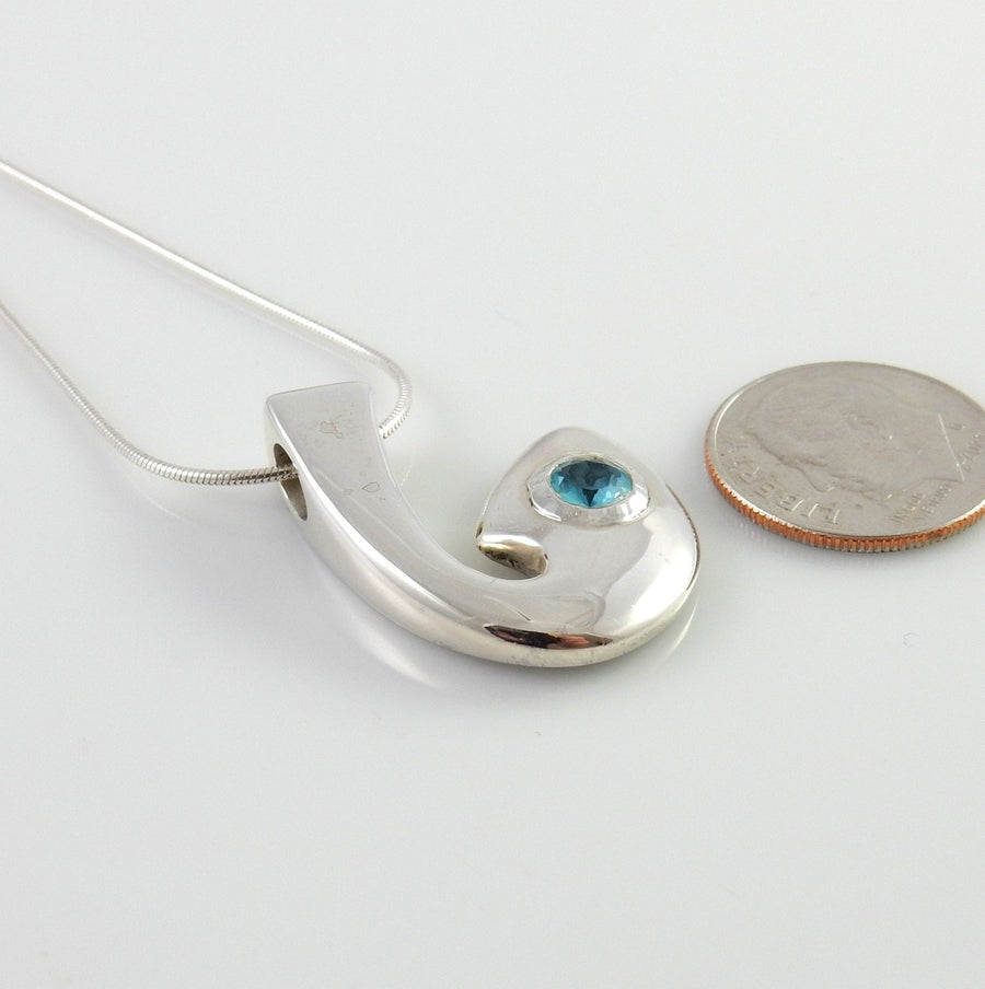 Sterling Silver Blue Topaz Handmade Pendant, Beautiful silver topaz drop pendant, topaz designer silver .925 drop pendant with chain - DeSantis