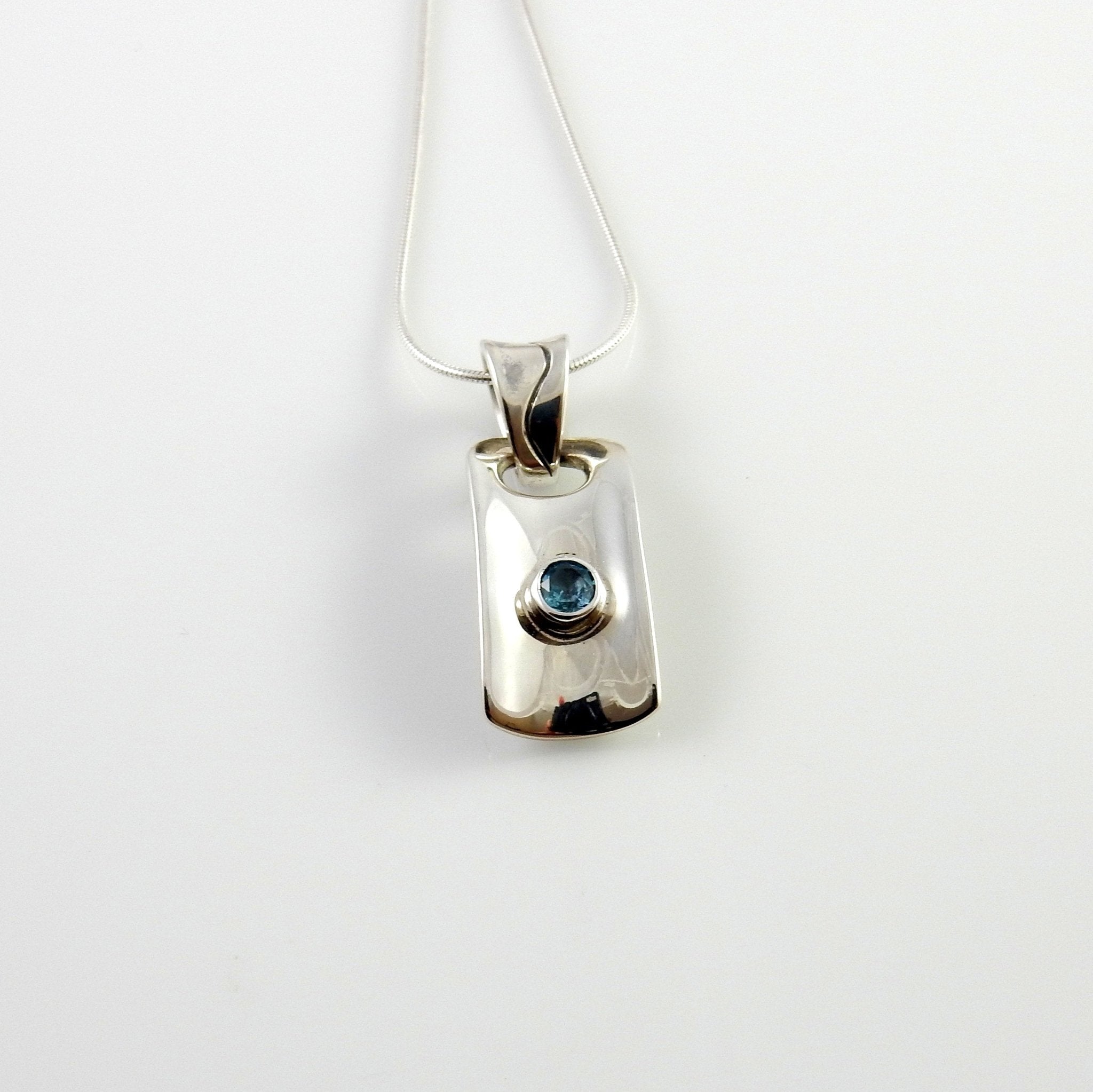 Sterling Silver Blue Topaz Handmade Pendant, Beautiful silver topaz drop pendant, topaz designer silver drop pendant with chain - DeSantis