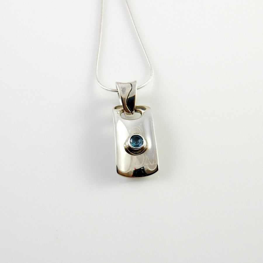 Sterling Silver Blue Topaz Handmade Pendant, Beautiful silver topaz drop pendant, topaz designer silver drop pendant with chain - DeSantis