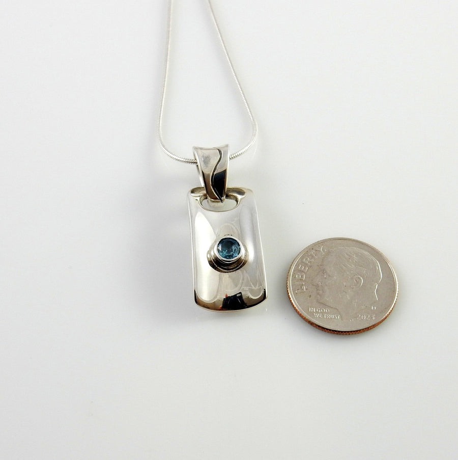 Sterling Silver Blue Topaz Handmade Pendant, Beautiful silver topaz drop pendant, topaz designer silver drop pendant with chain - DeSantis