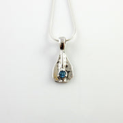 Sterling Silver Blue Topaz Handmade Pendant, Beautiful silver topaz drop pendant, topaz silver drop pendant with chain - DeSantis