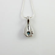 Sterling Silver Blue Topaz Handmade Pendant, Beautiful silver topaz drop pendant, topaz silver drop pendant with chain - DeSantis