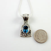 Sterling Silver Blue Topaz Handmade Pendant, Beautiful silver topaz drop pendant, topaz southwestern silver .925 pendant - DeSantis