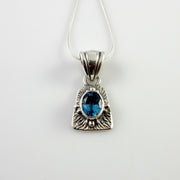 Sterling Silver Blue Topaz Handmade Pendant, Beautiful silver topaz drop pendant, topaz southwestern silver .925 pendant - DeSantis