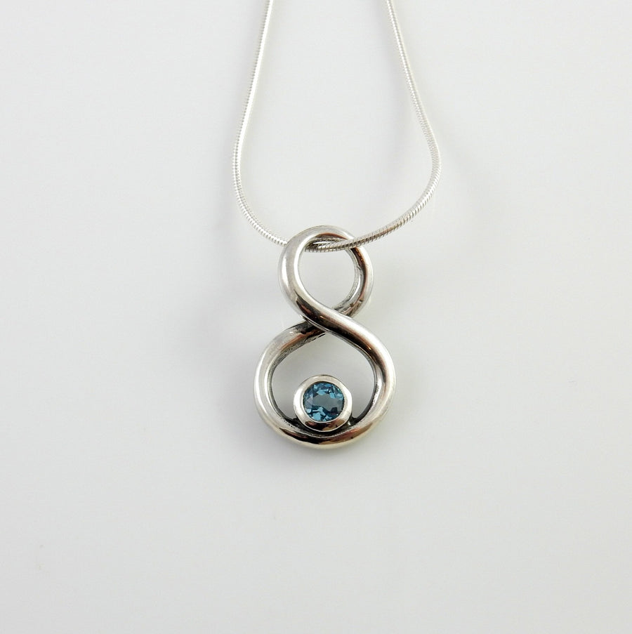 Sterling Silver Blue Topaz Handmade Pendant, Beautiful silver topaz pendant, topaz designer silver drop pendant - DeSantis