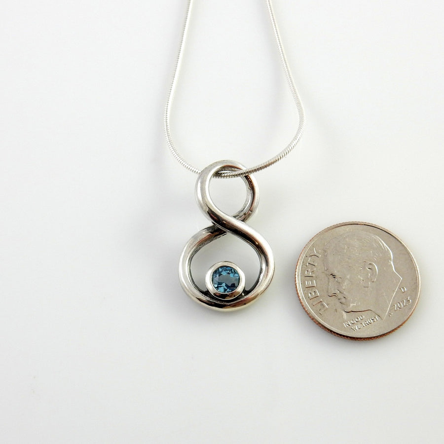 Sterling Silver Blue Topaz Handmade Pendant, Beautiful silver topaz pendant, topaz designer silver drop pendant - DeSantis