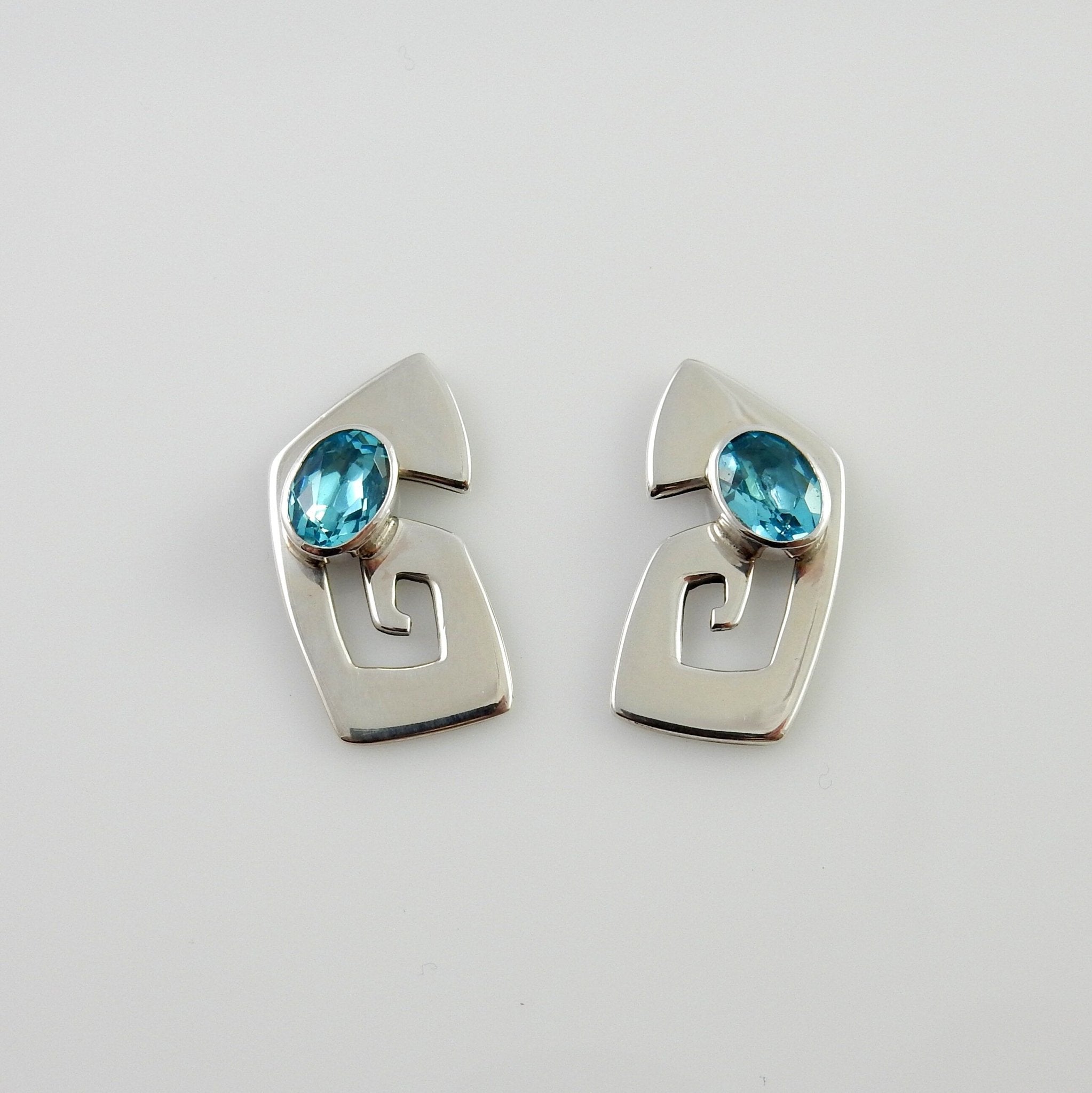 Sterling Silver Blue Topaz Post Earrings - DeSantis