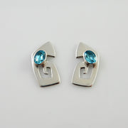 Sterling Silver Blue Topaz Post Earrings - DeSantis