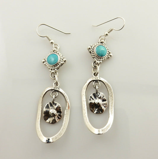 Sterling Silver Blue Turquoise Dangle Earrings - DeSantis