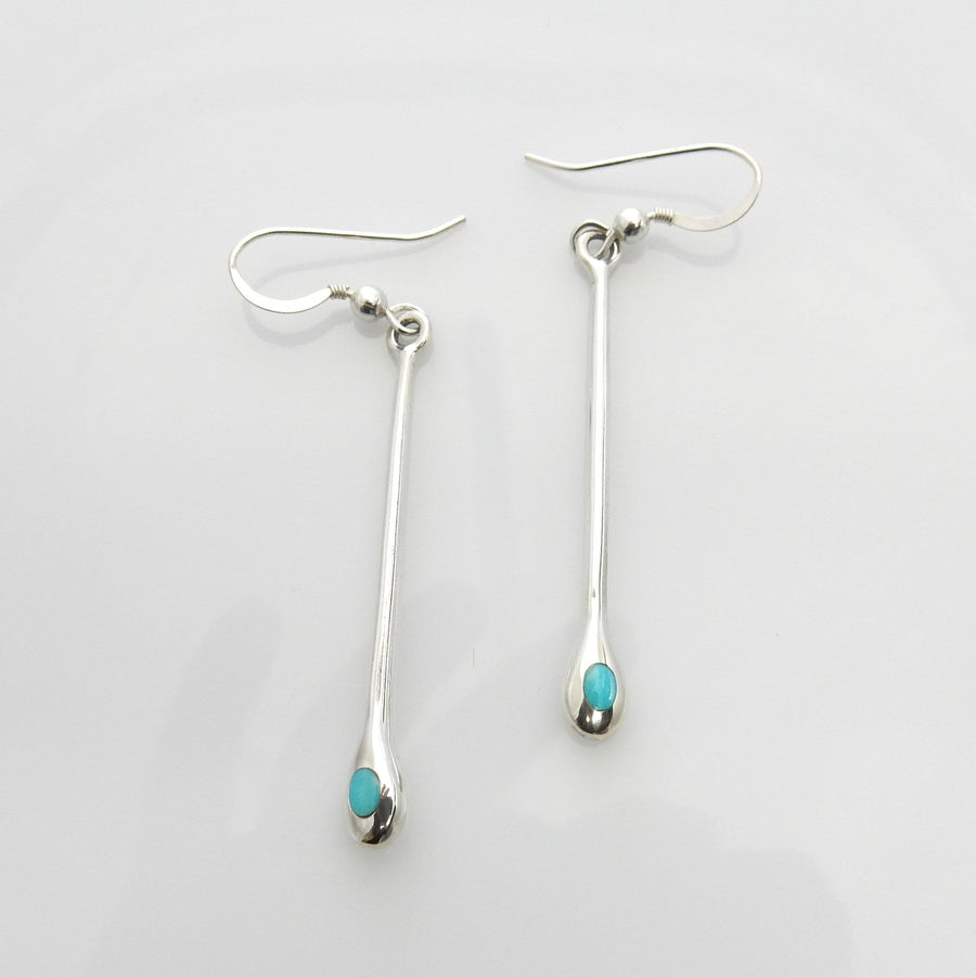 Sterling Silver Blue Turquoise Dangle Earrings - DeSantis