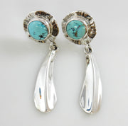 Sterling Silver Blue Turquoise Dangle Post Earrings - DeSantis